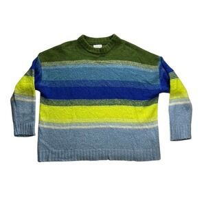 FOURTH + BAY Striped Wool Blend Pullover Sweater XL Green Blue Yellow